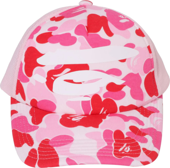 Bape Pink Abc Camo Ape Face Trucker Hat