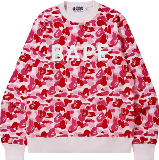 Bape Pink Abc Camo Logo Sweatshirt