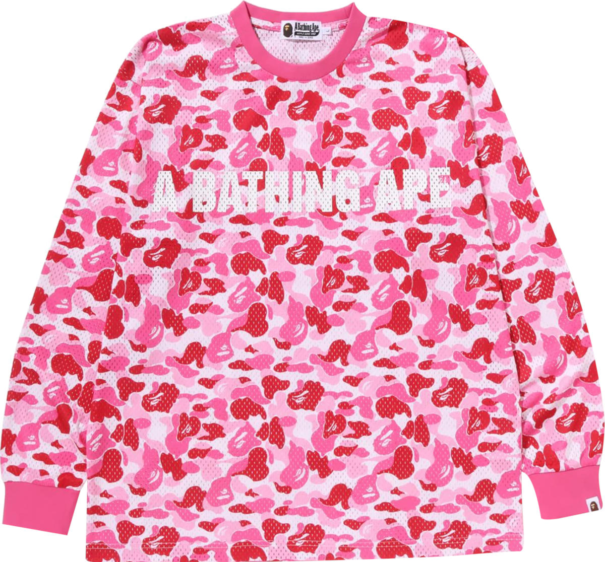 BAPE Pink 'ABC Camo' Mesh Long Sleeve T-Shirt | INC STYLE