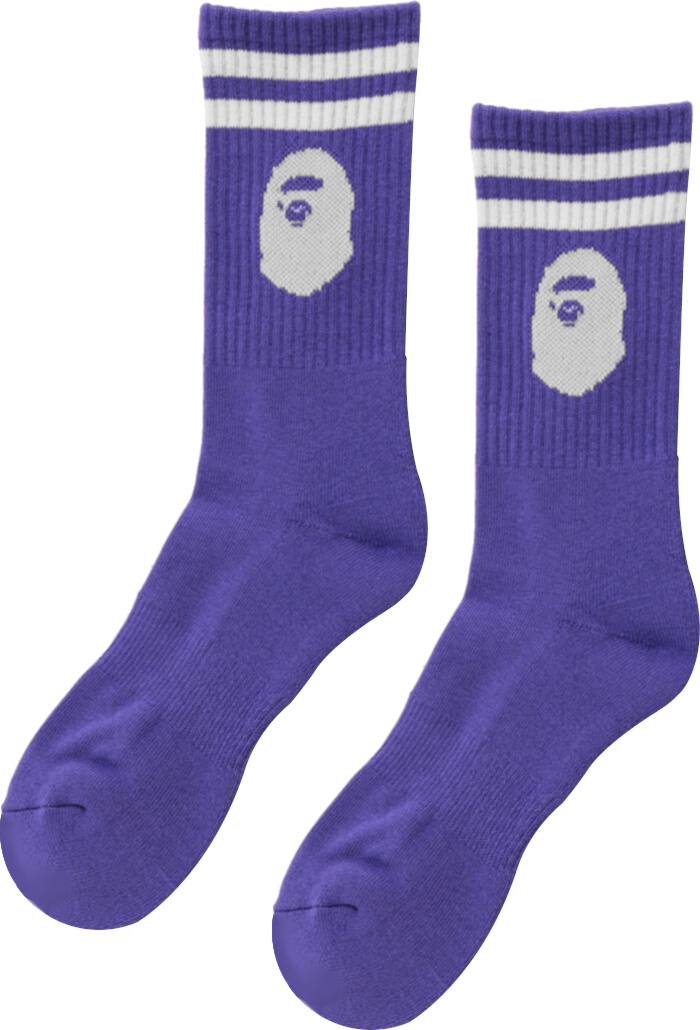 BAPE Purple 'Ape Head' Socks | Incorporated Style