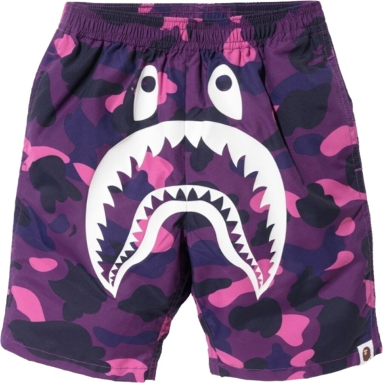 A Bathing Ape Purple 'Color Camo' Shark Swim Shorts | Incorporated Style
