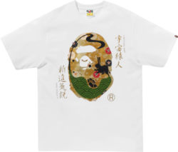 Bape White And Gold Moon Japan Ape Head T Shirt