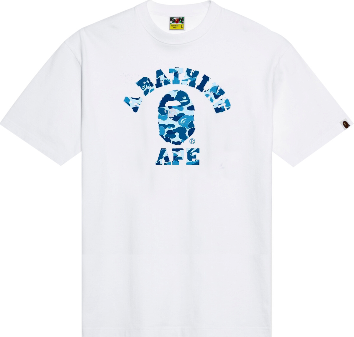 BAPE White & Blue 'ABC Camo College' T-Shirt | Incorporated Style