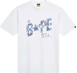 White & Lightning 'BAPE Sta' Print T-Shirt
