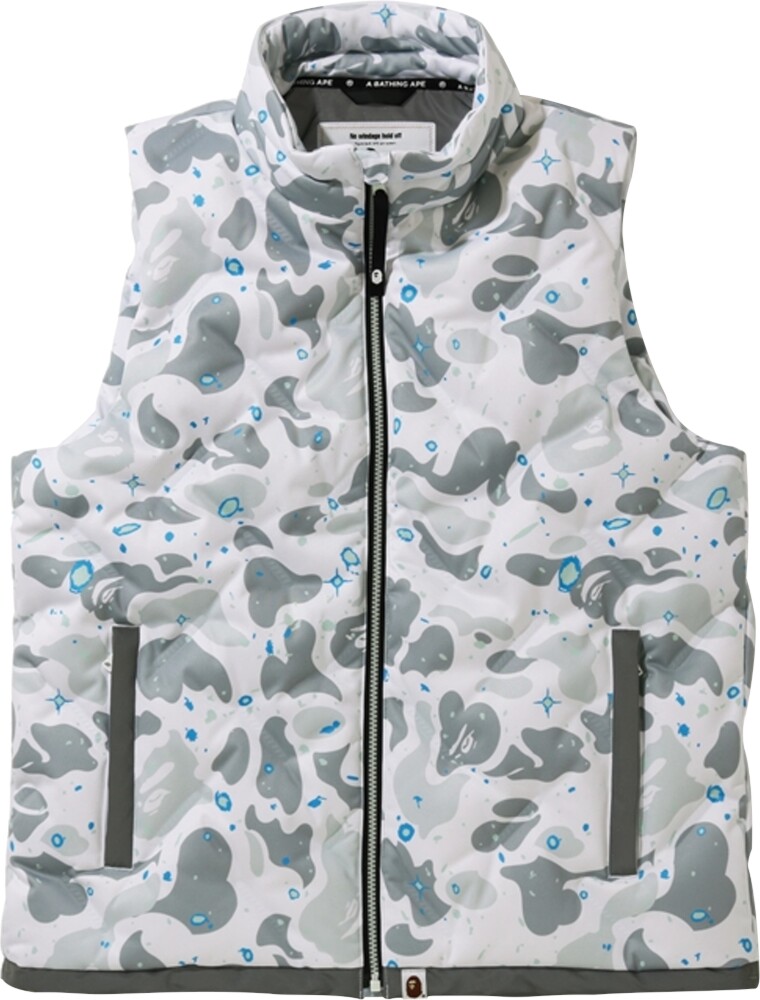 BAPE White & Grey 'Space Camo' Puffer Vest | Incorporated Style