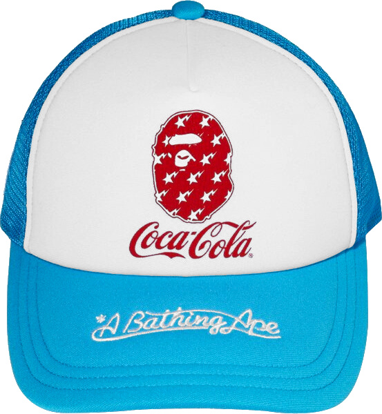 Bape X Coca Cola Light Blue Trucker Hat