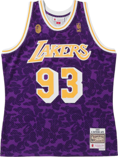 Bape X Mitchell And Ness Los Angeles Lakers Purple Camo Jersey