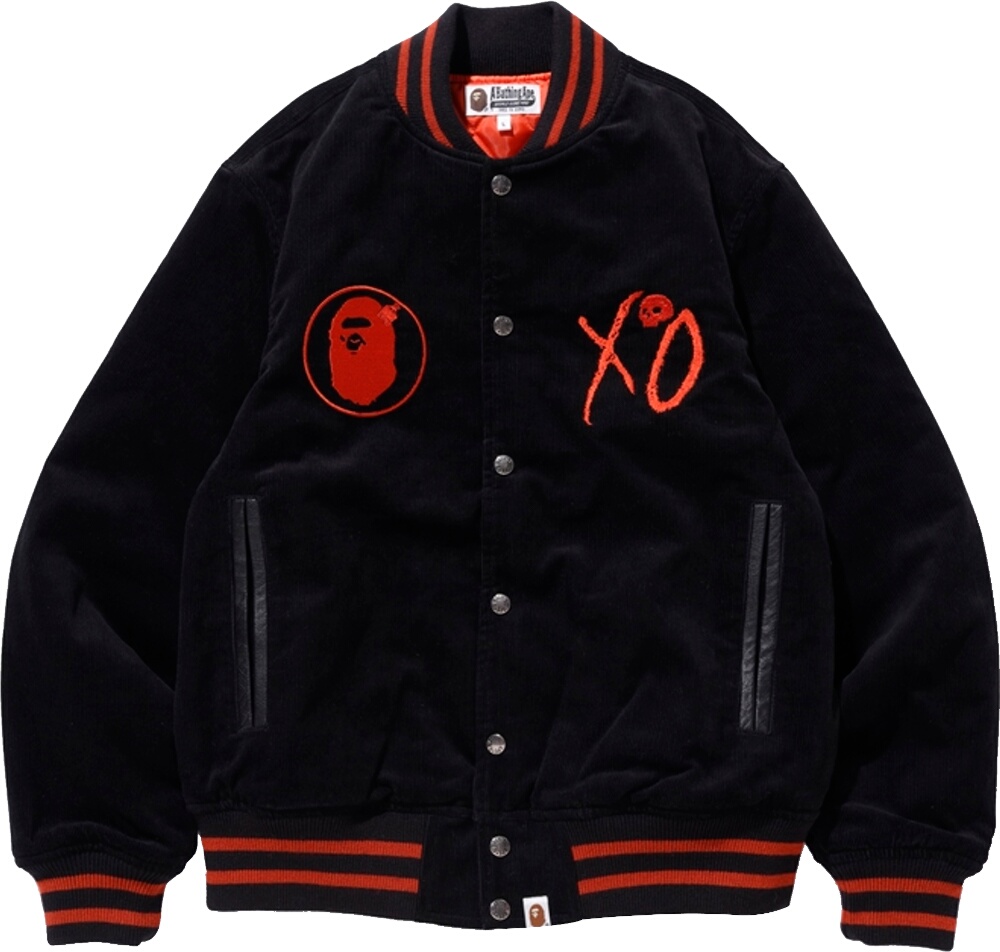 BAPE x XO Black Varsity Jacket | INC STYLE