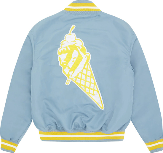 Bbc Icecream Light Blue And Yellow Baseball Jacket