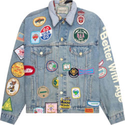 Better With Age Blue Denim Allover Patches Jacket