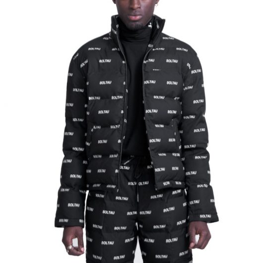 Black Allover Print Soltau Puffer Coat Worn By Lil Mosey In Burberry Headband Music Video