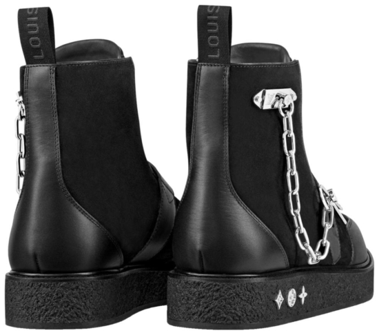 Louis Vuitton Black LV creeper line ankle boots men worn by Lil