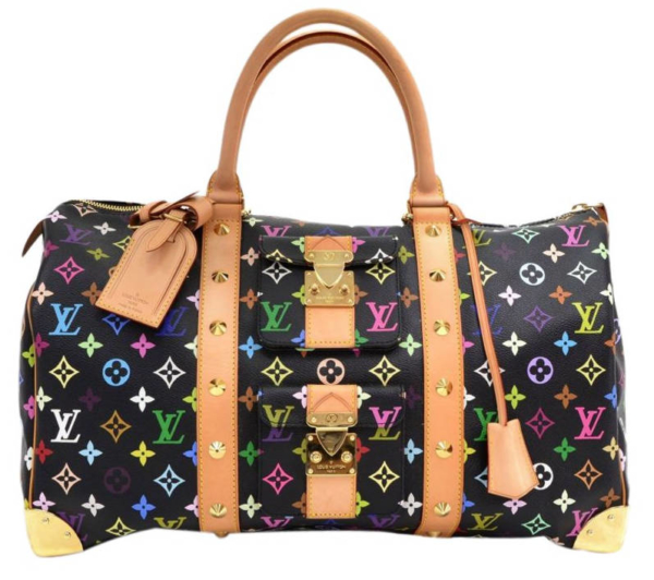 Black Louis Vuitton Duffle Bag With Multicolor Rainbow Monogram Motif Print