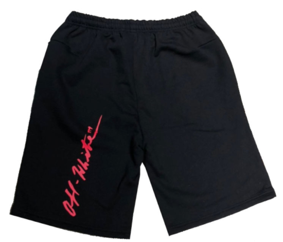 Black Offwhite Kissing Shorts With Red Loog Print On Back Worn By Juice Wrld