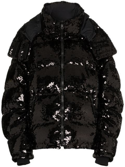 Faith Connexion Black Sequin Puffer Jacket Incorporated Style