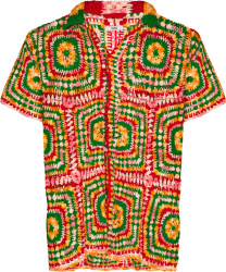 Bode Multicolor Crochet Knit Manchester Shirt