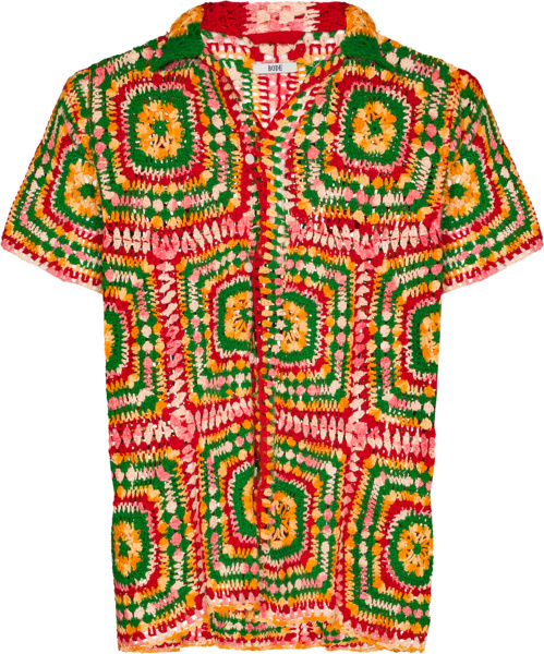 Bode Multicolor Crochet Knit Manchester Shirt