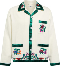 Bode White And Green Winter Garden Shirt Jacket