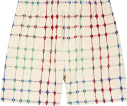 Bode White And Multicolor Check Knit Shorts