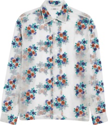 Bode White Sheer Daisy Embroidered Shirt