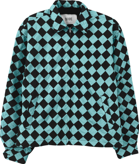 Body Light Blue And Black Diamond Checkerboard Jacket