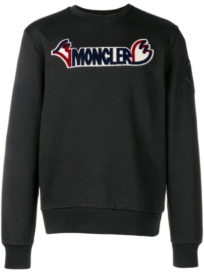 Moncler Black Rooster-Logo Patch Sweatshirt | Incorporated Style