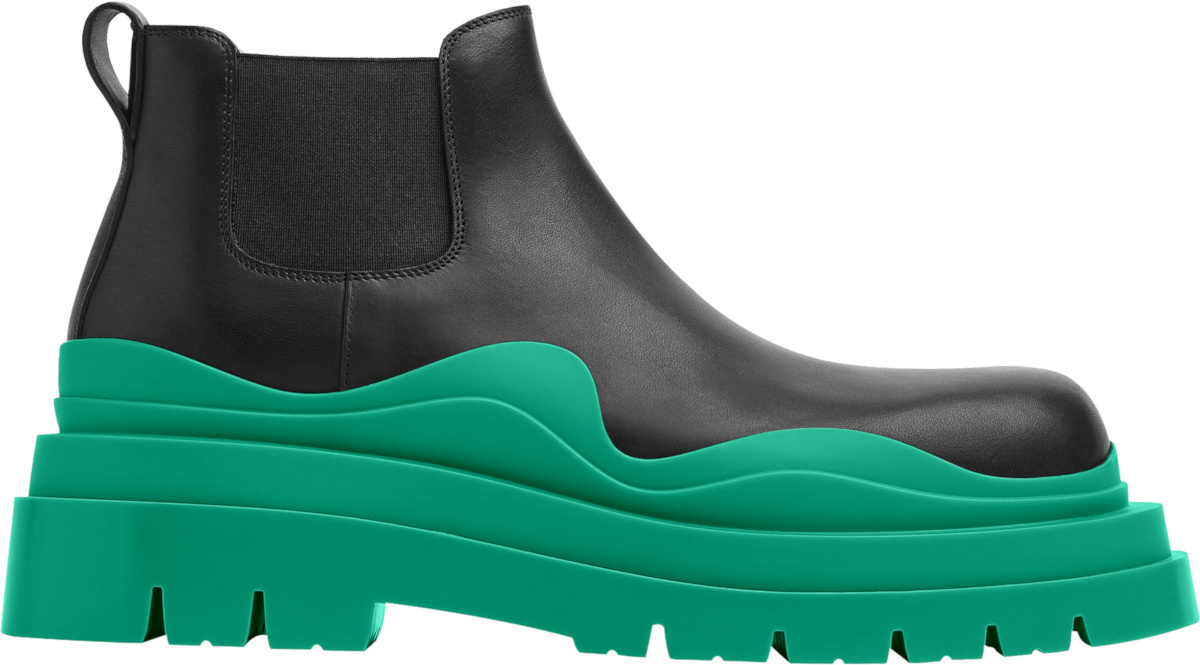 Bottega Veneta Black & Teal-Sole 'Tire' Boots | INC STYLE Bottega Veneta Black & Teal-Sole 'Tire' Boots | INC STYLE