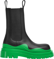Black & Green-Sole Tall 'Tire' Boots
