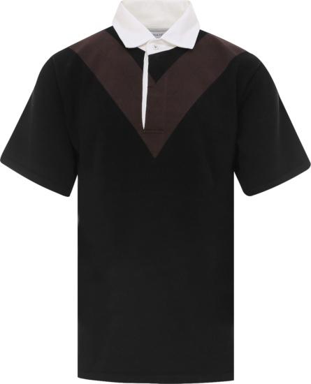 Bottega Veneta Black And Brown Chevron Polo Shirt