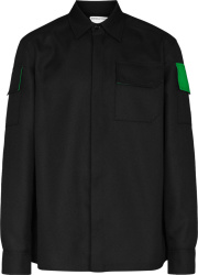 Bottega Veneta Black And Green Sleeve Pocket Shirt