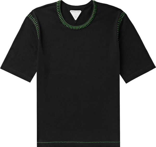 Bottega Veneta Black And Green Stitch T Shirt