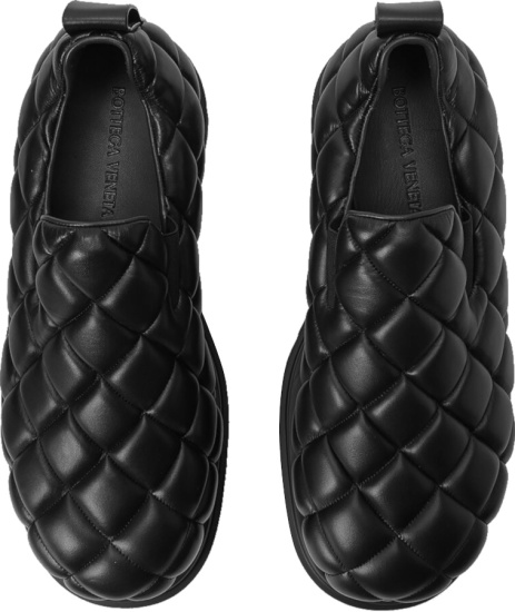 Bottega Veneta Black Leather Diamond Quilted Slip On Shoes