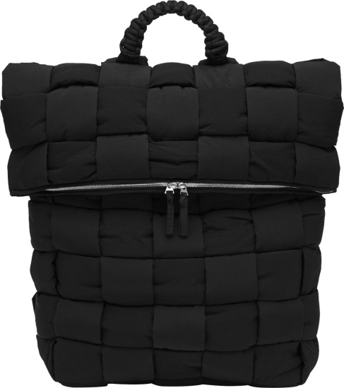 Bottega Veneta Black Quilted Woven Backpack