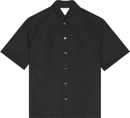 Bottega Veneta Black V Paneled Cotton Shirt