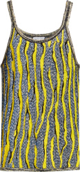 Blue & Yellow Tiger Striped Tank Top