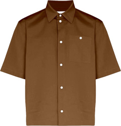 Bottega Veneta Brown Cotton Boxy Fit Button Up Shirt