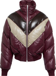 Bottega Veneta Burgundy Chevron Leather Puffer Jacket