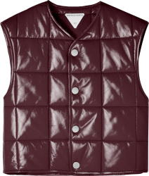 Bottega Veneta Burgundy Square Padded Leather Vest