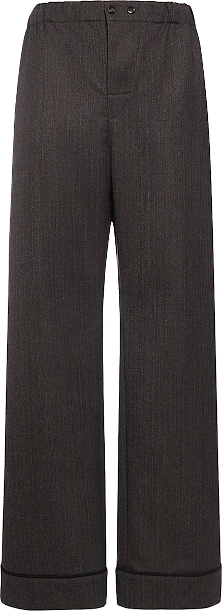 Bottega Veneta Dark Grey Wool Striped Baggy Pants