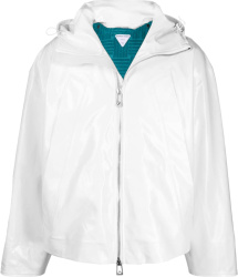 Glossy White Hooded Jacket