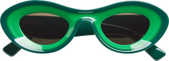 Bottega Veneta Green Hue Acetate Round Sunglasses