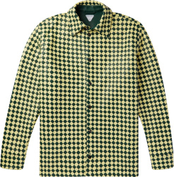 Bottega Veneta Green And Yellow Diamond Patterned Leather Shirt