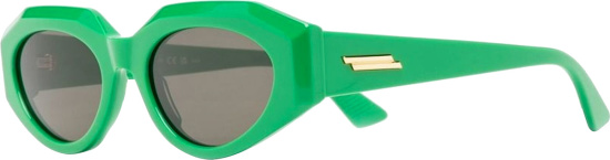 Bottega Veneta Green Angular Oval Sunglasses