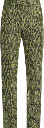 Bottega Veneta Green Black Yellow Speckled Herringbone Suit Pants