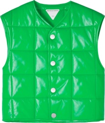 Bottega Veneta Green Square Quilted Leather Padded Vest