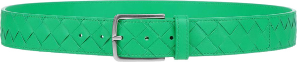 Bottega Veneta Green Woven Leather Belt