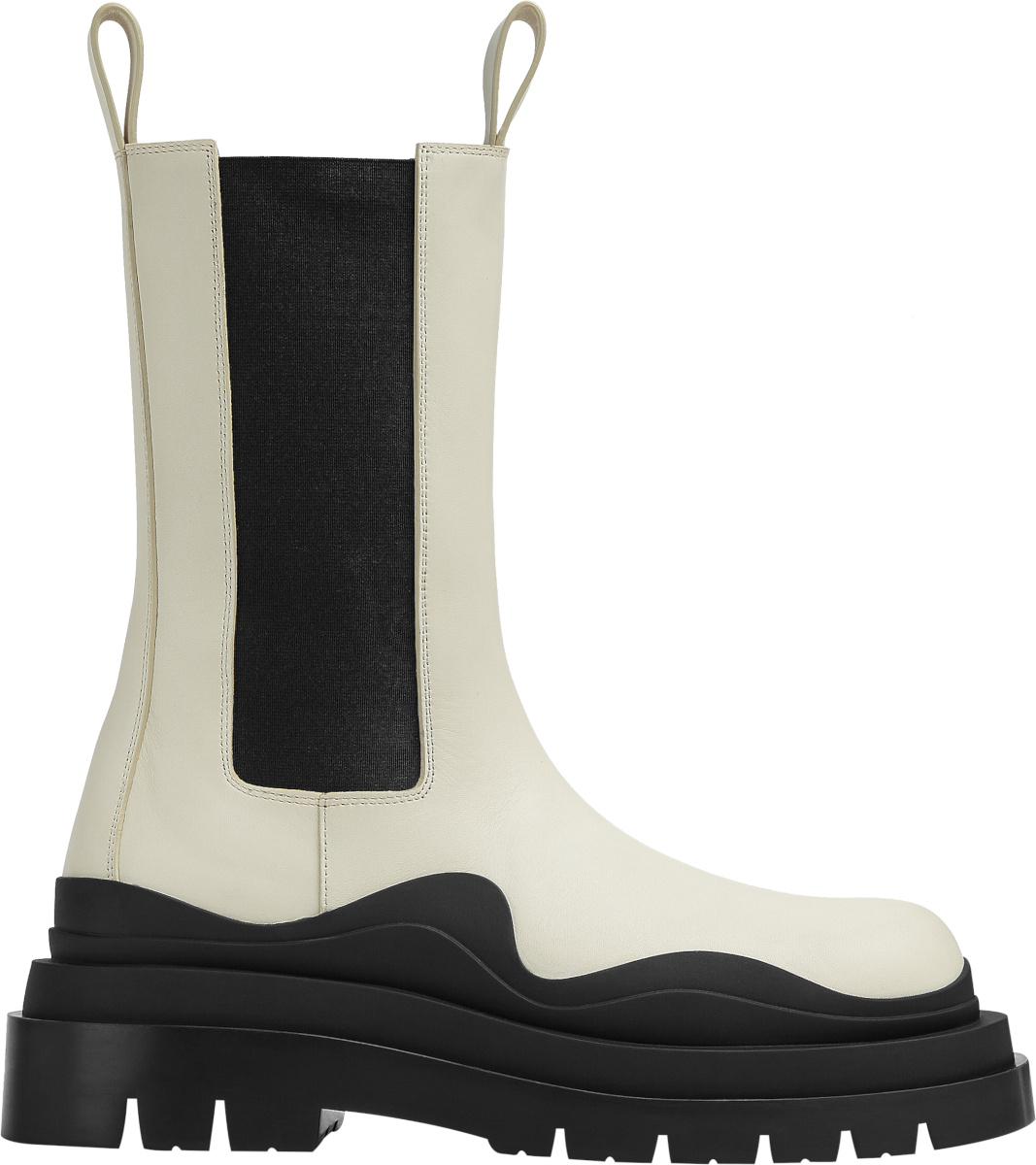 Bottega Veneta Ivory & Black-Sole Tall 'Tire' Boots | INC STYLE