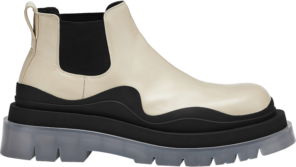 Bottega Veneta Off-White & Clear-Sole 'Tire' Boots | INC STYLE