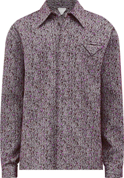 Bottega Veneta Purple And Grey Speckled Textured Wool Overshirt