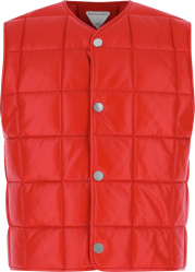 Bottega Veneta Red Leather Square Padded Vest